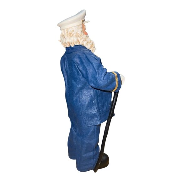 Clothtique By Possible Dreams Captain Wood Figure Santa Blue Suit White Hat 10" - Picture 7 of 16